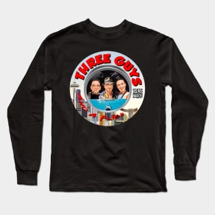 3 Guys and a Flick Logo with QR Code Long Sleeve T-Shirt